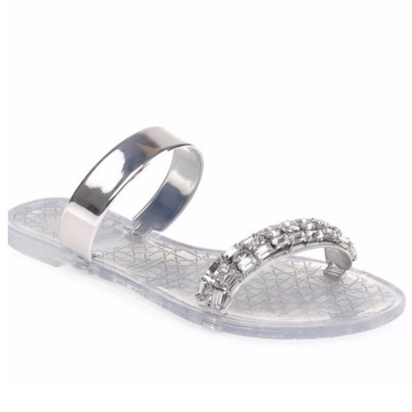 Badgley Mischka | Jeweled Sandal PVC Slides - Picture 5 of 5